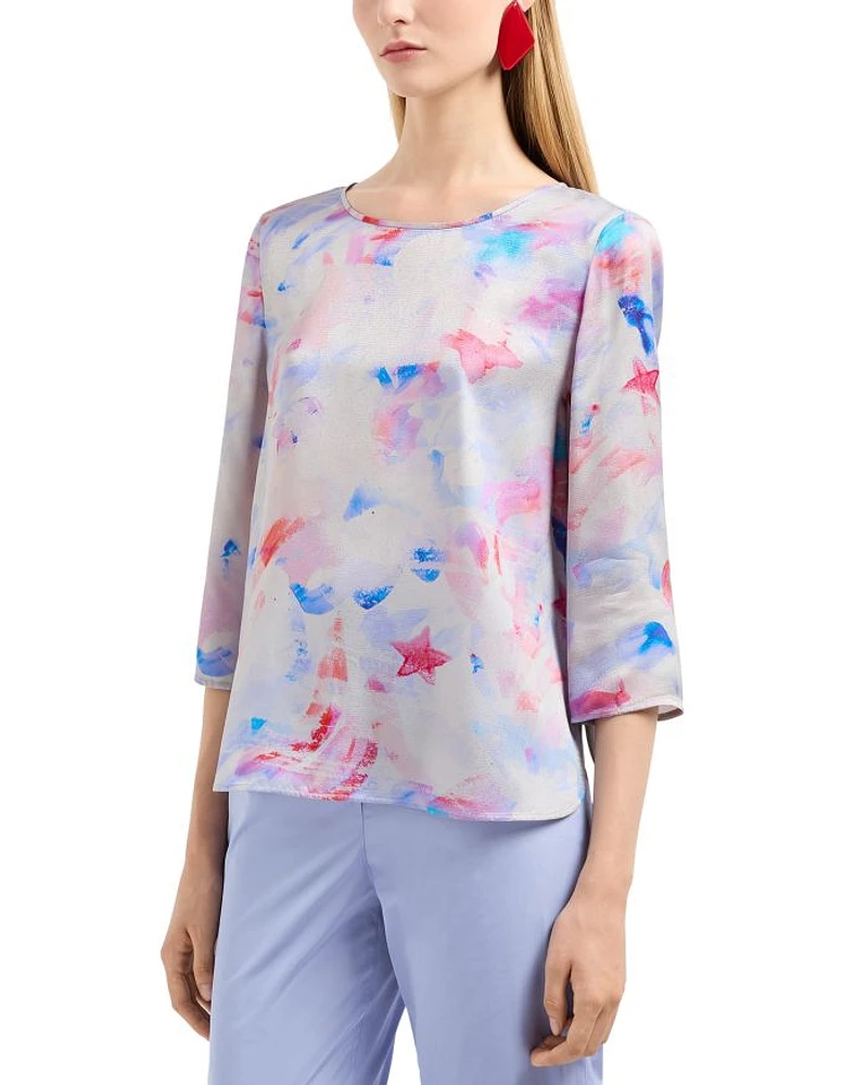 Watercolor Star Print Top