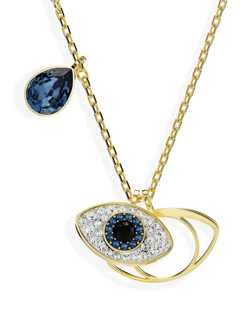 Symbolica Crystal Evil Eye Pendant Necklace in Gold Tone, 14.87"-16.87"