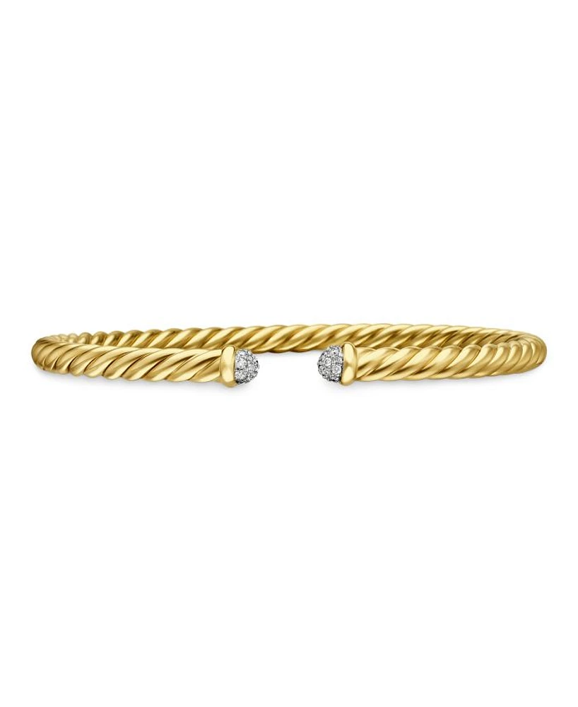 Cable Flex Bracelet 18K Yellow Gold with Diamonds, 4mm
