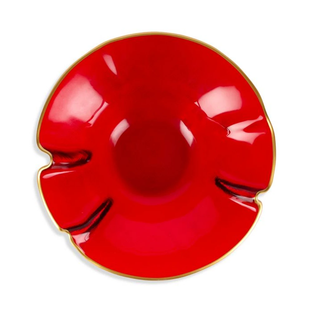 Holiday Glass Small Ruffled Bowl