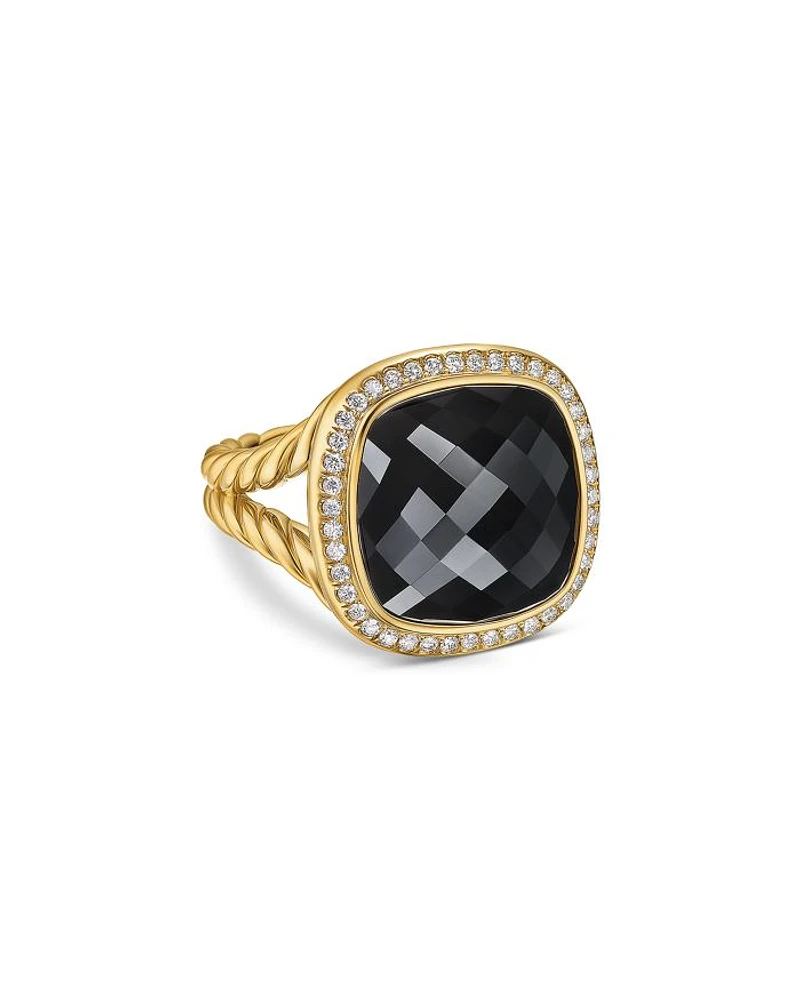 Albion® Ring 18K Yellow Gold with Gemstones and Diamonds, 15mm