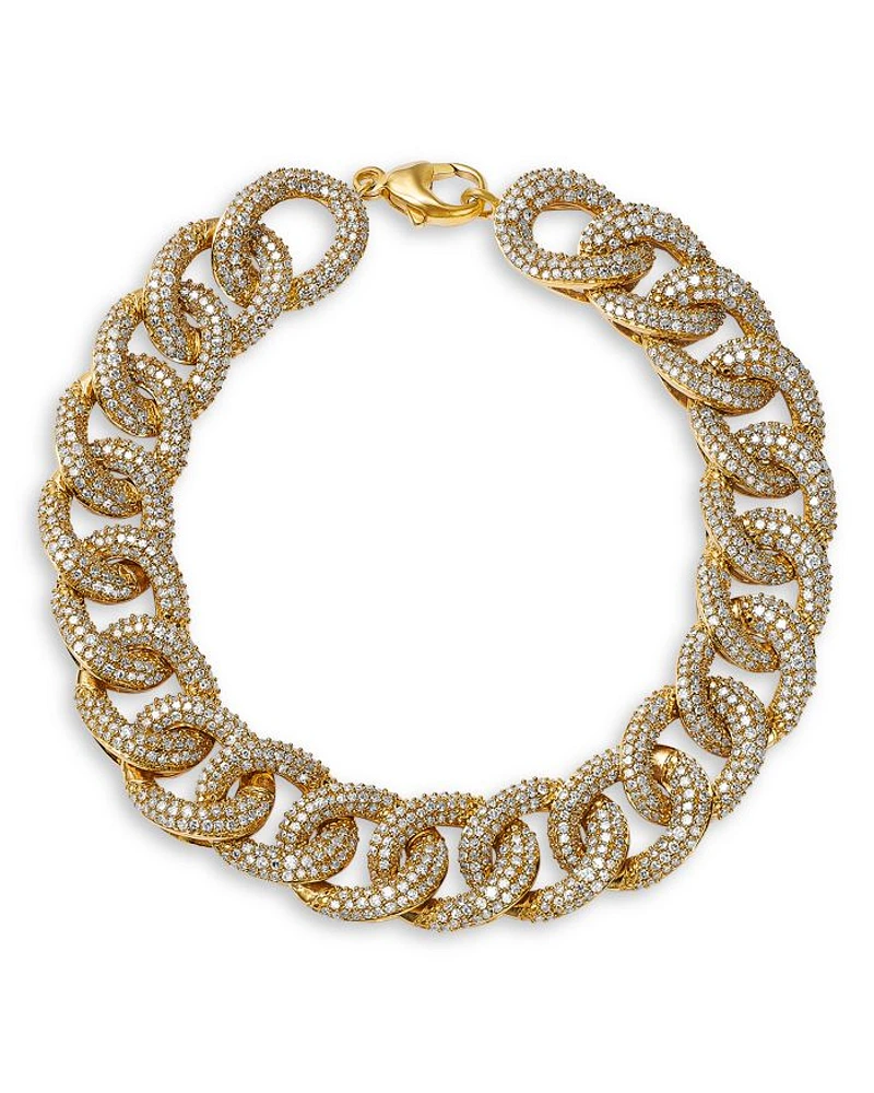Diamond Pavé Link Bracelet in 14K Yellow Gold