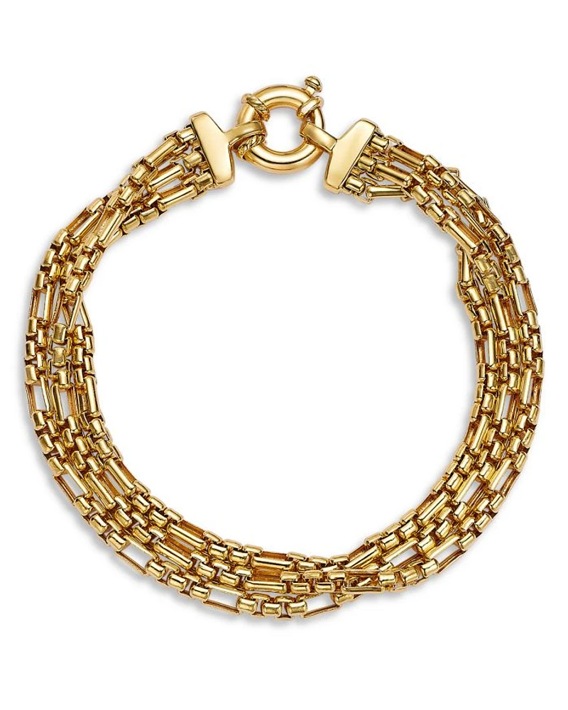 14K Yellow Gold Triple Layer Box Link Chain Bracelet