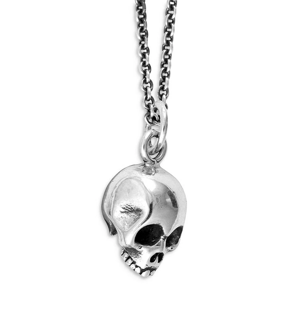 Micro Skull Pendant Necklace, 24"