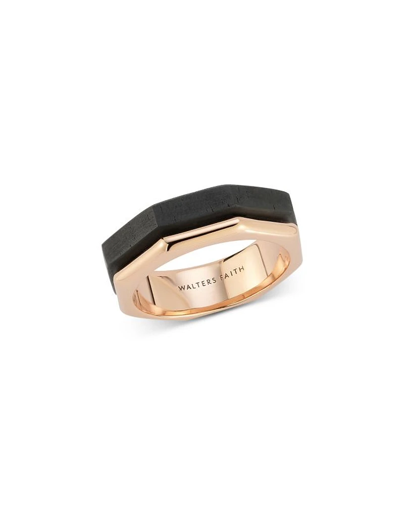 Men's 18K Rose Gold Ebony Sydney Hexagon Band