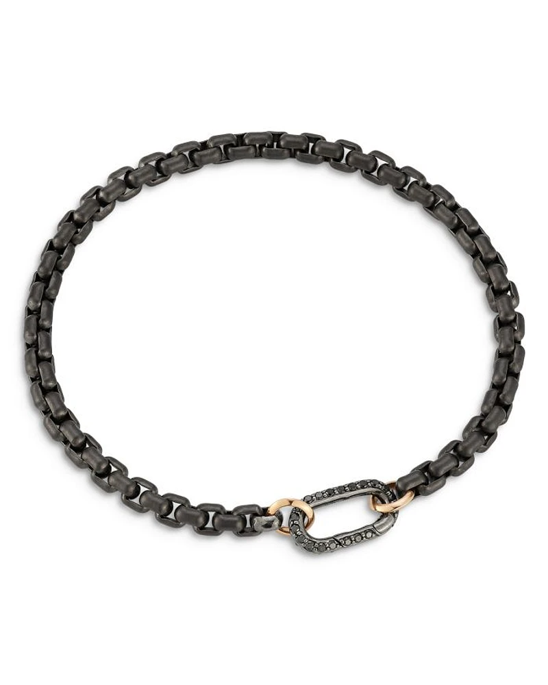 Men's Sterling Silver Diamond Clasp Saxon Chain Link Bracelet