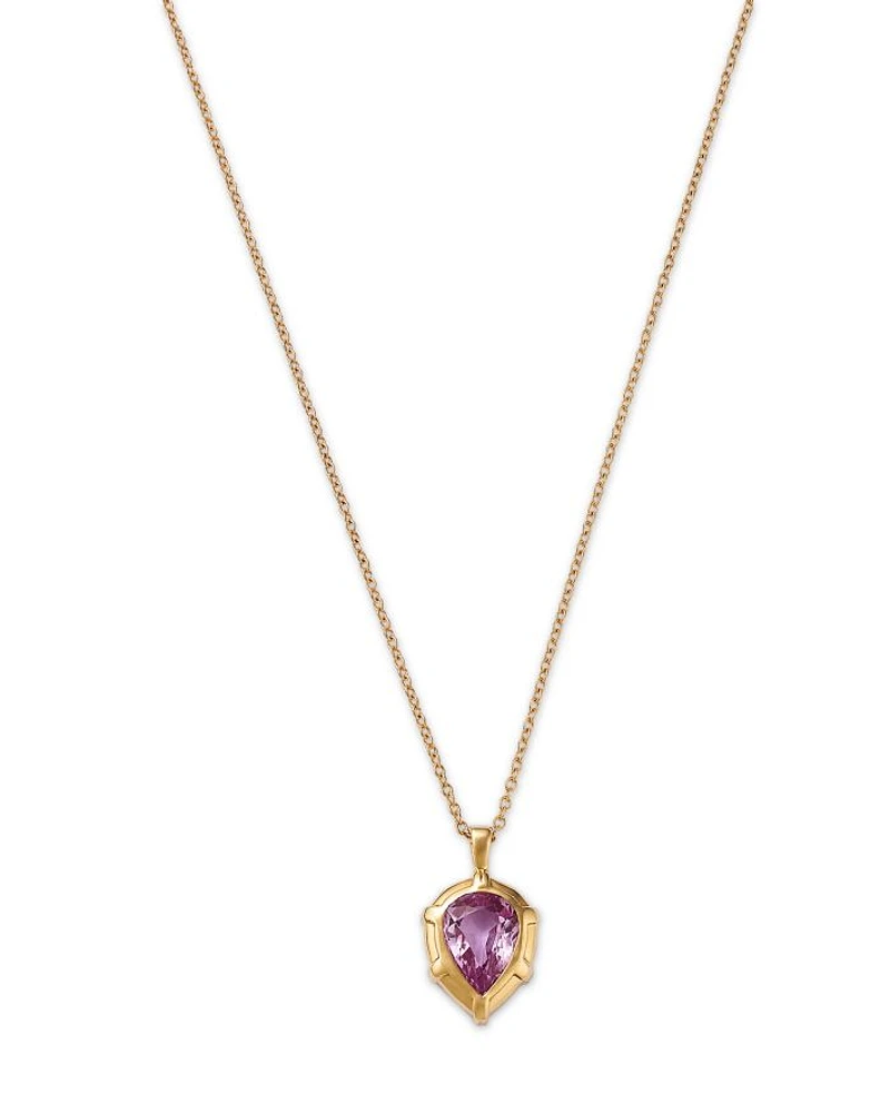 14K Yellow Gold Wicked Pink Sapphire Pendant Necklace, 16"