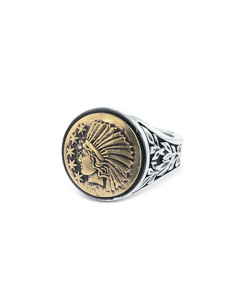 Men's Sterling Silver & Brass Alloy Liberty Headdress Signet Ring
