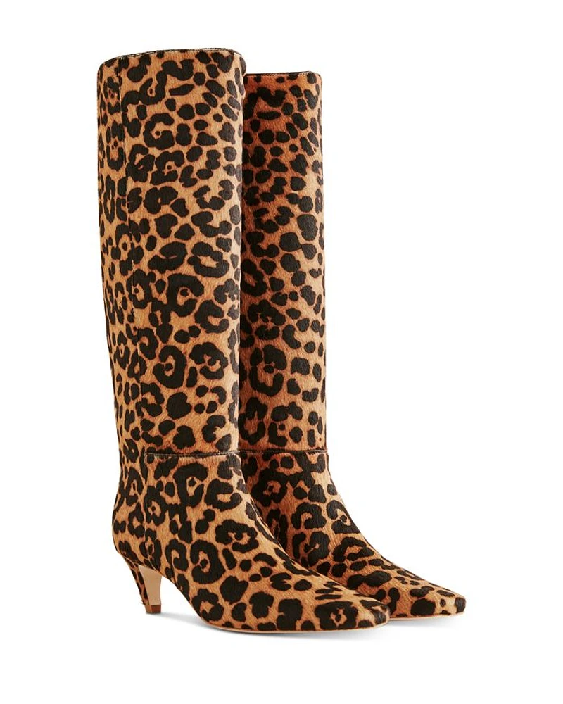 Women's Remy Leopard Print Calf Hair Knee High Boots
