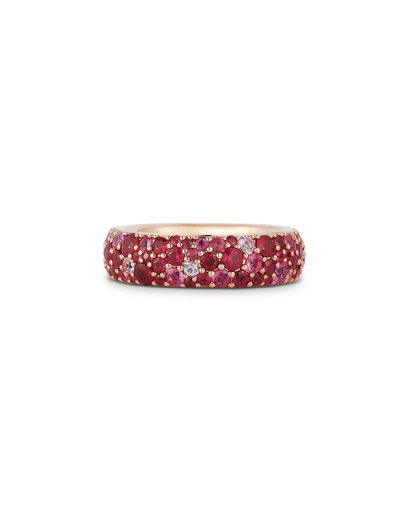 18K Rose Gold Pink Sapphire Band Ring, 3.87 tcw