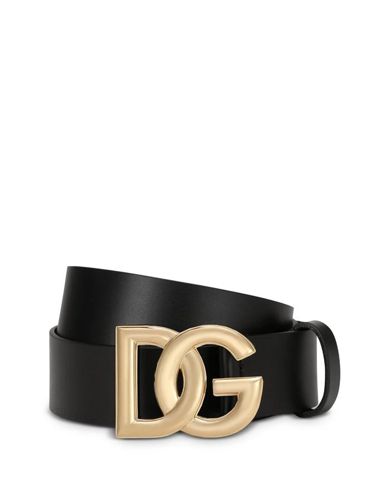 Men's Leather DG Logo Pin Buckle Belt