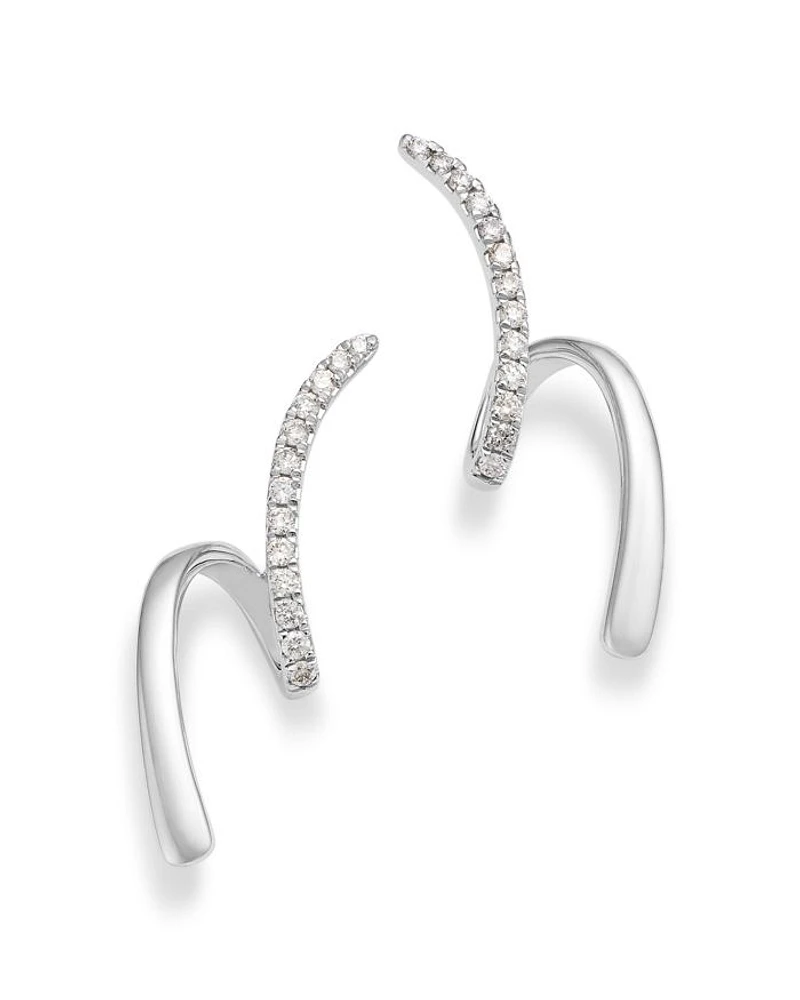 14K White Gold Diamond Ear Climbers, 0.33 tcw