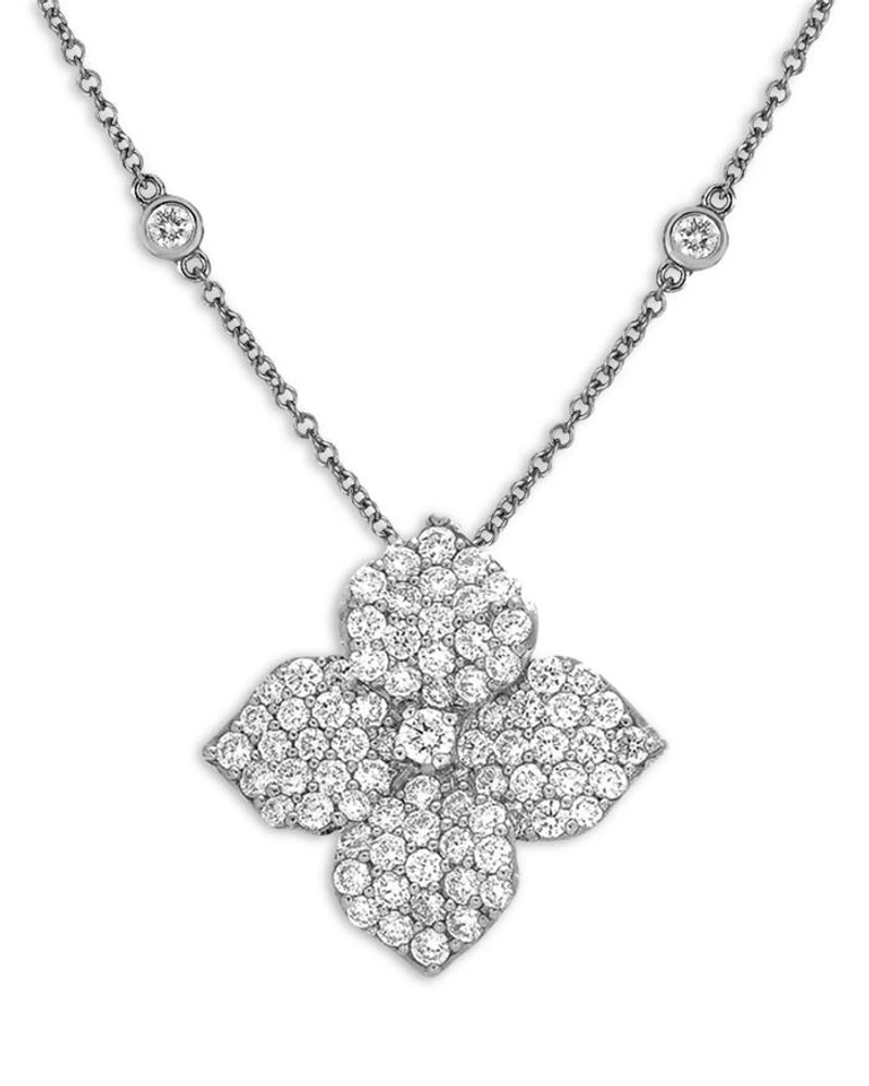 18K White Gold Large Fiore Necklace with Diamonds, 1.87 tcw