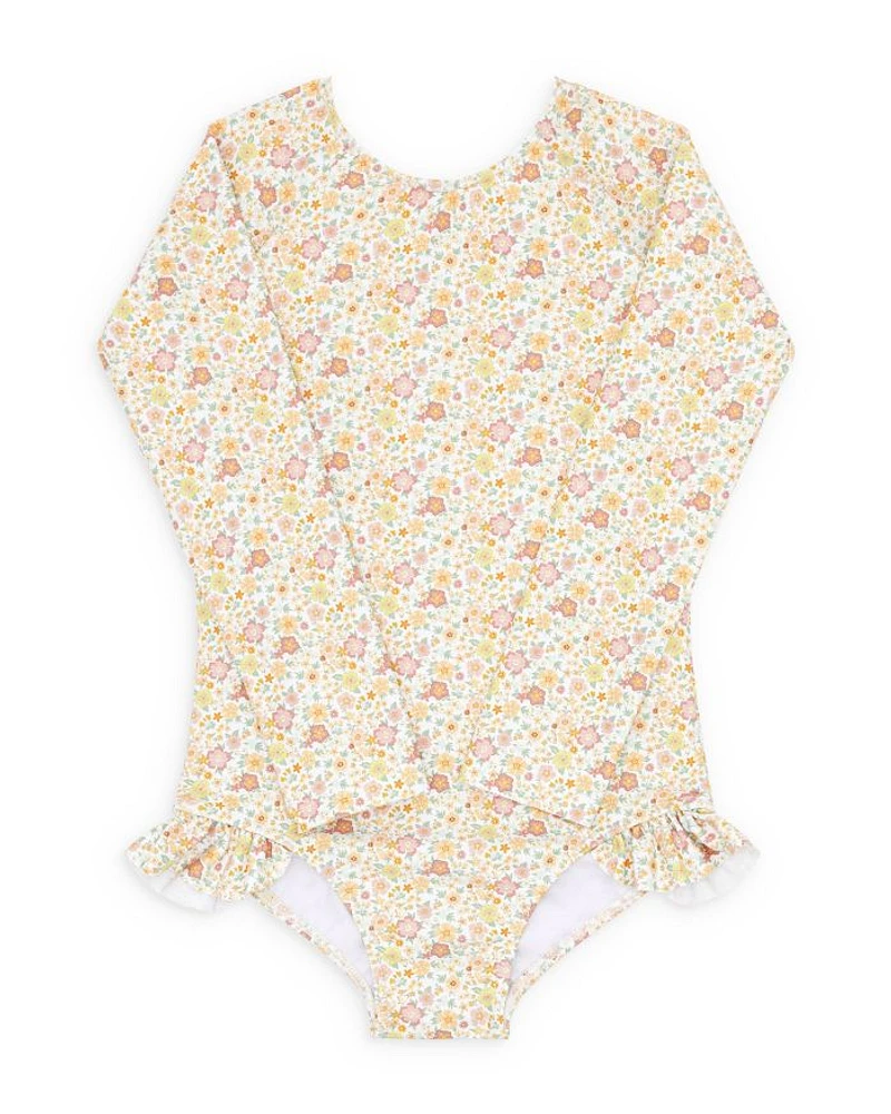 Girls' Marigold Long Sleeve One Piece Rash Guard Swimsuit - Baby, Little Kid, Big Kid