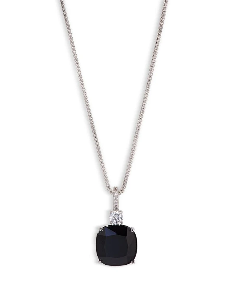 Macaron Cubic Zirconia Clear & Color Cushion Pendant Necklace, 16-18"