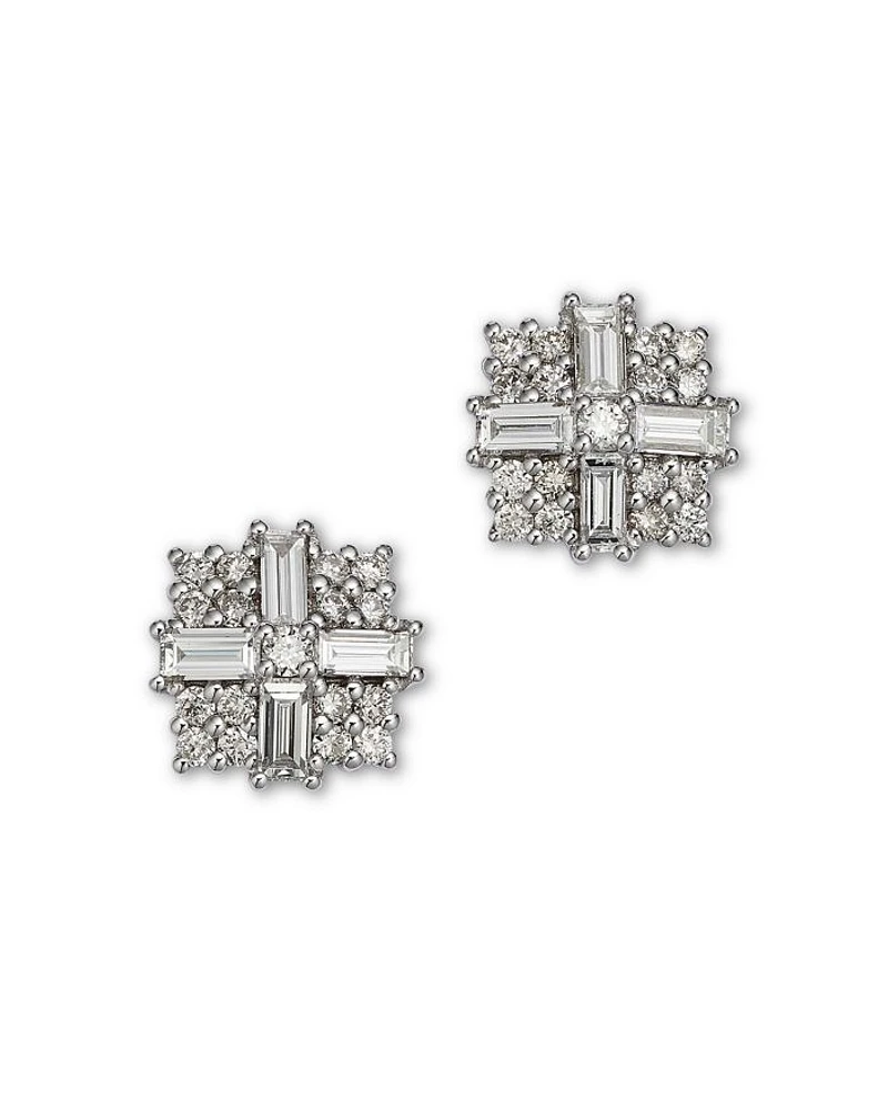 Diamond Stud Earrings in 14K White Gold, 0.65 tcw