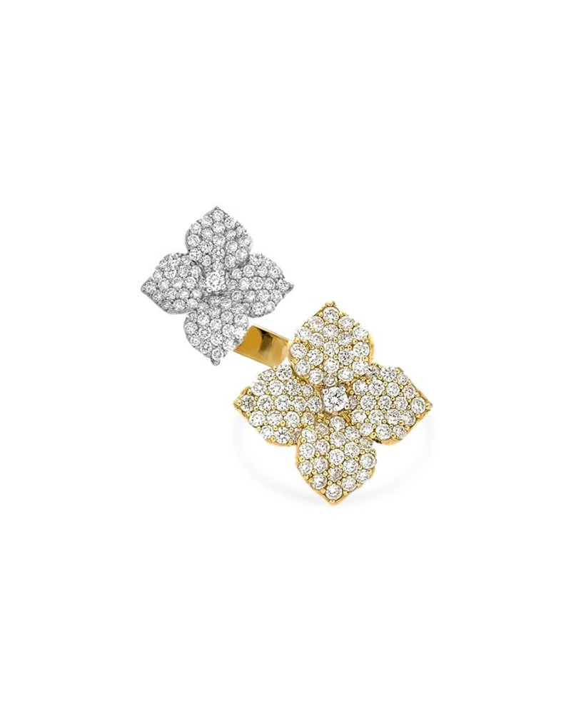 18K Yellow & White Gold Fiore Diamond Double Fiore Open Ring