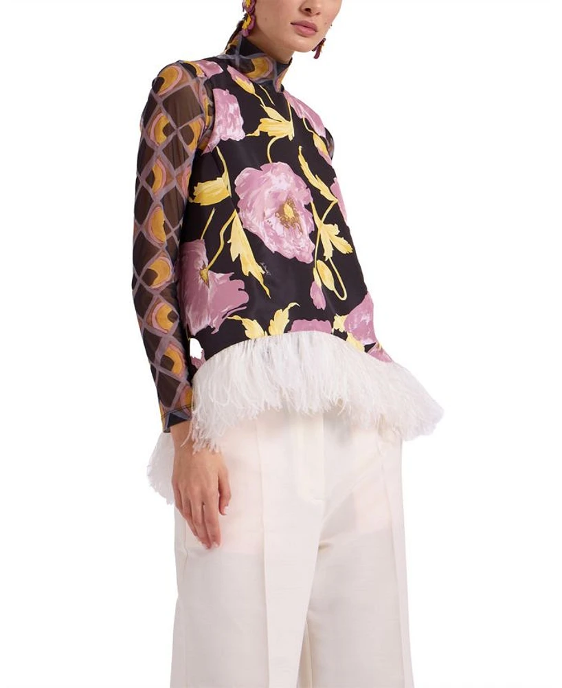 La Scala Feather Trim Top
