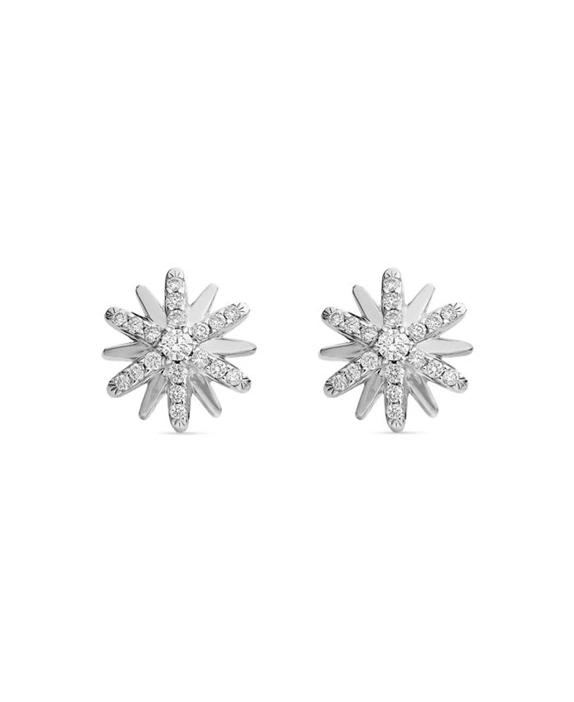 Sterling Silver Petite Starburst Stud Earrings with Diamonds
