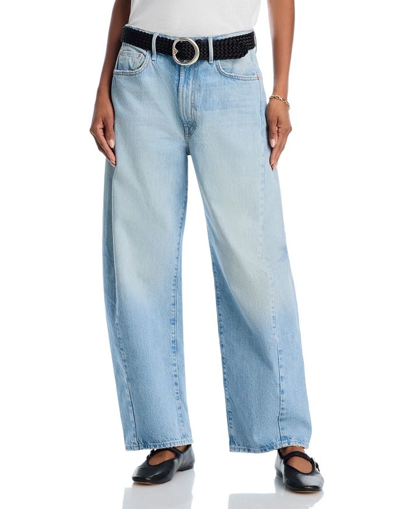 The Full Pipe Flood High Rise Barrel Jeans Back Pedal