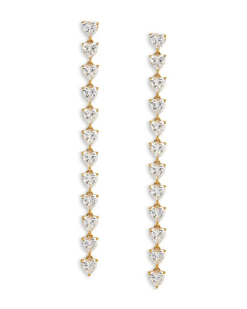 Real Love Heart Cubic Zirconia Linear Drop Earrings