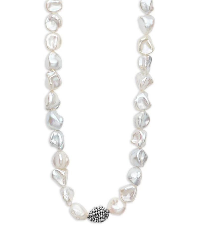 Sterling Silver Luna Keshi Pearl & Caviar Bead Long Strand Necklace, 34"