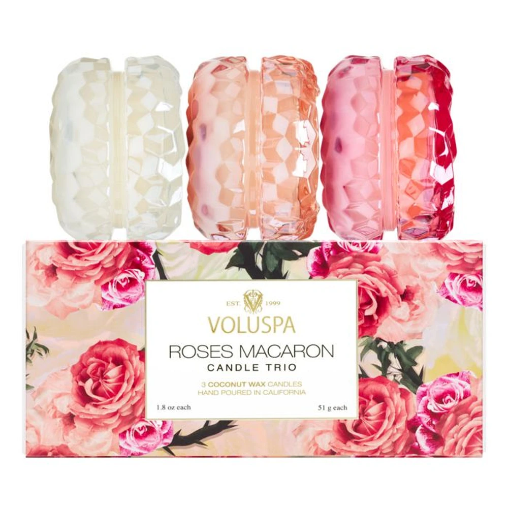 Roses Macaron Candle Trio Gift Set