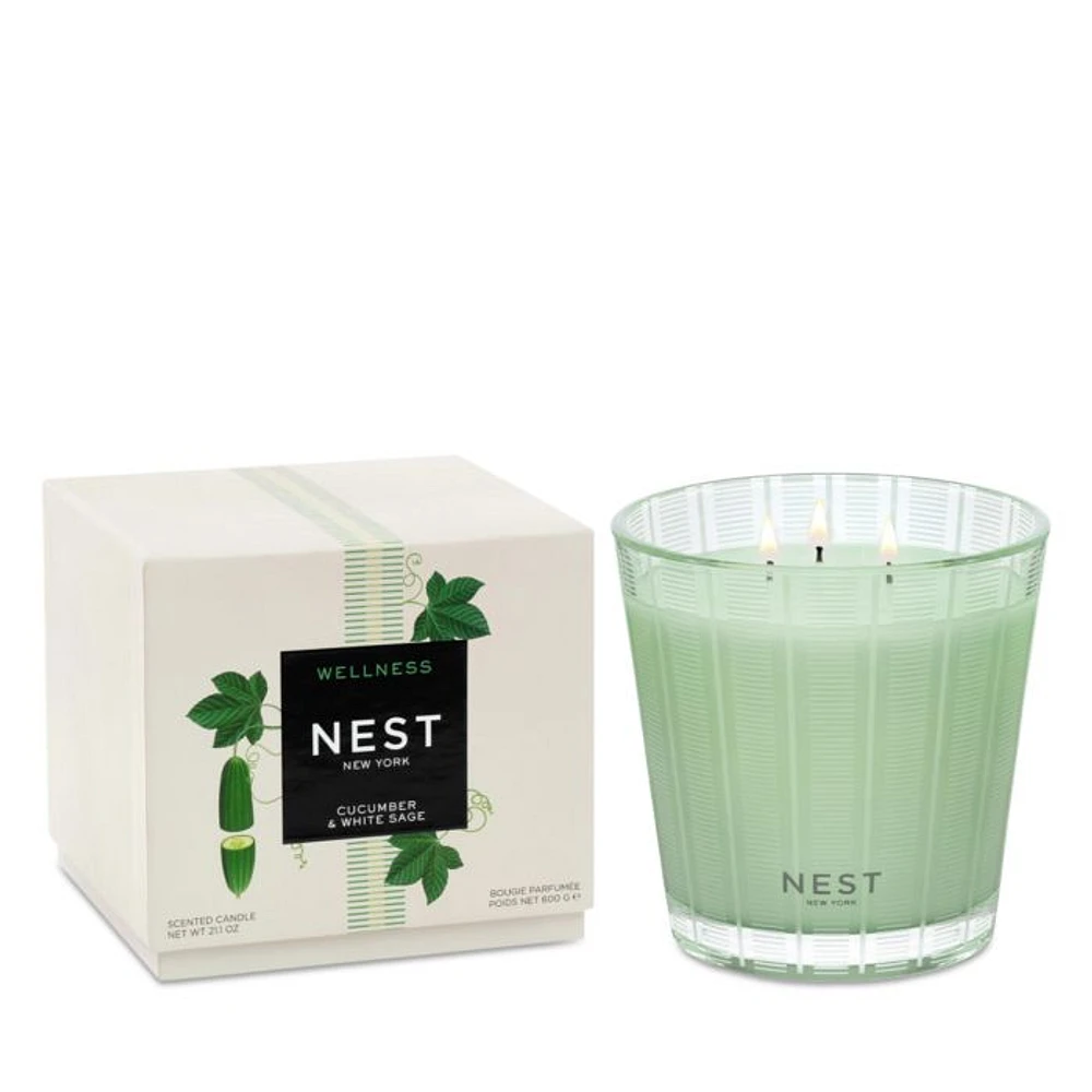 Cucumber & White Sage 3 Wick Candle, 21 oz.