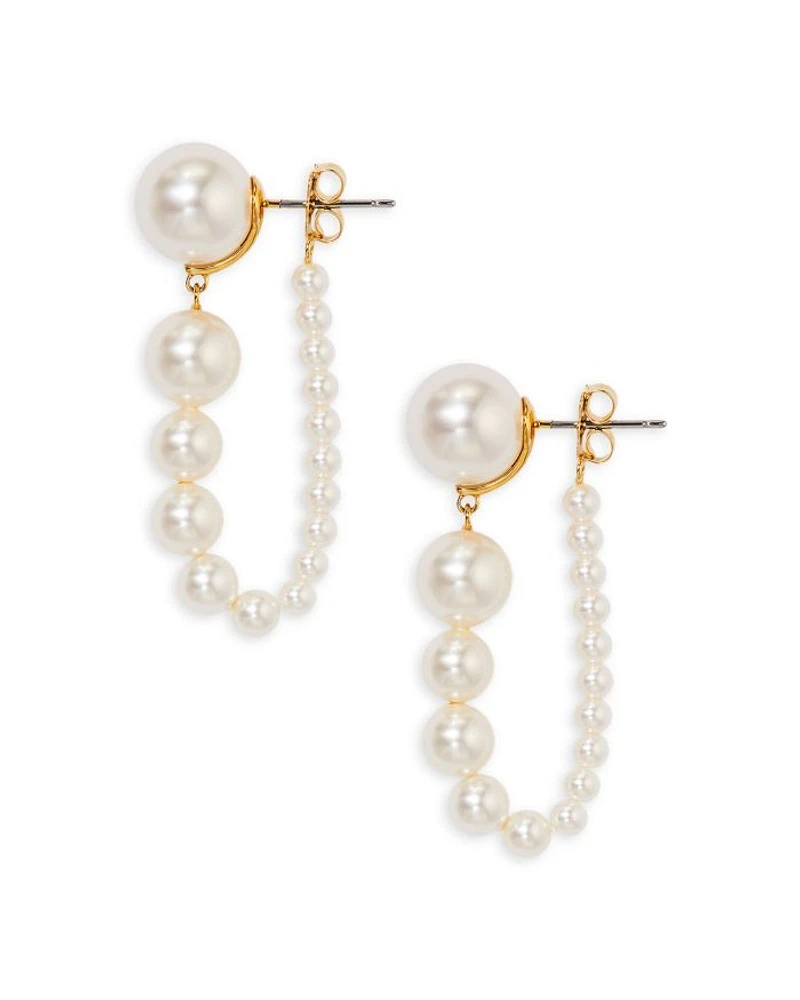 London Front to Back Linear Pearl Earrings