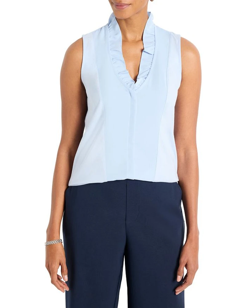 Ruffled V Neck Tank Top