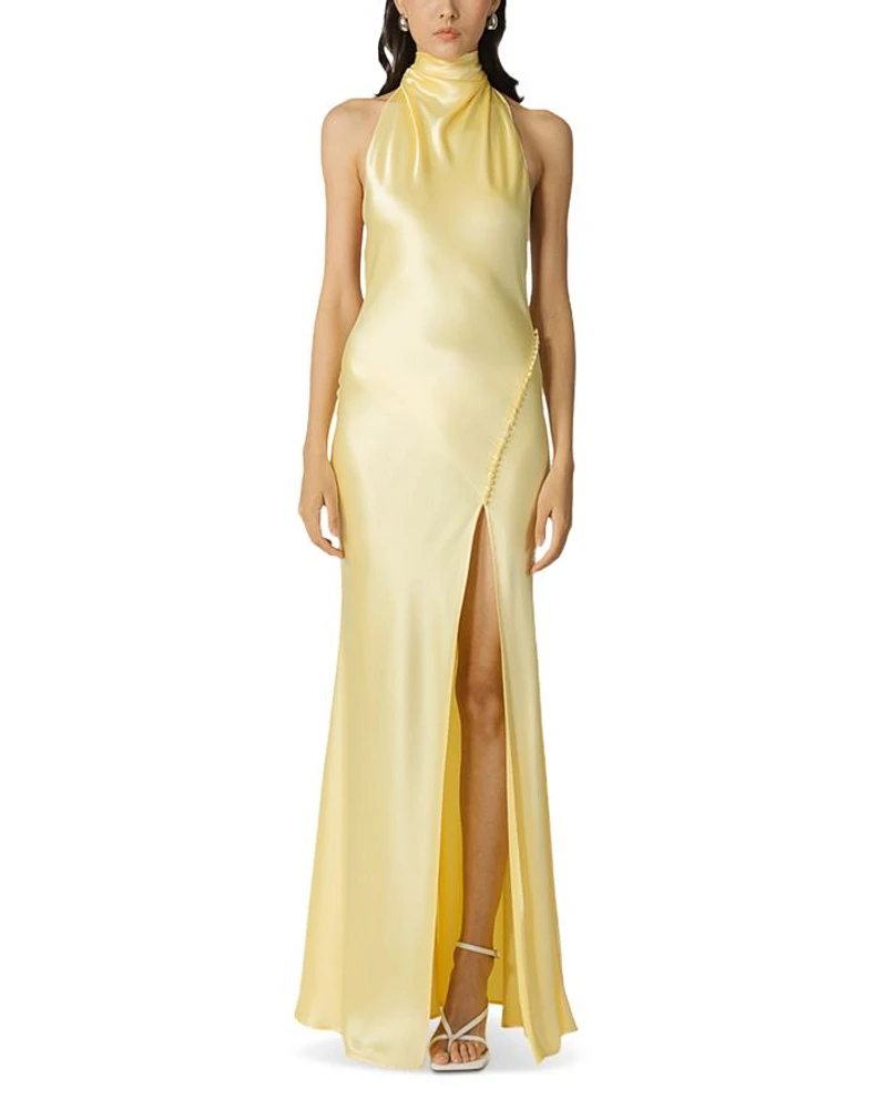 Penelope Satin Halter Neck Gown