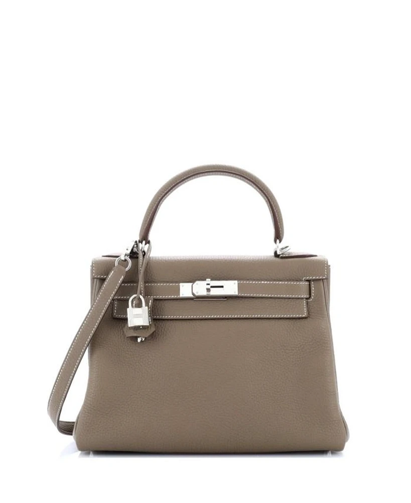 Kelly 28 Handbag Togo with Palladium Hardware