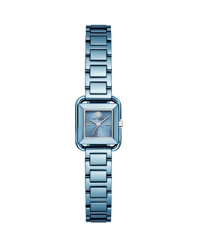 The Kira Square Small Three Hand Blue Stainless Steel Watch, 18mm x 18mm