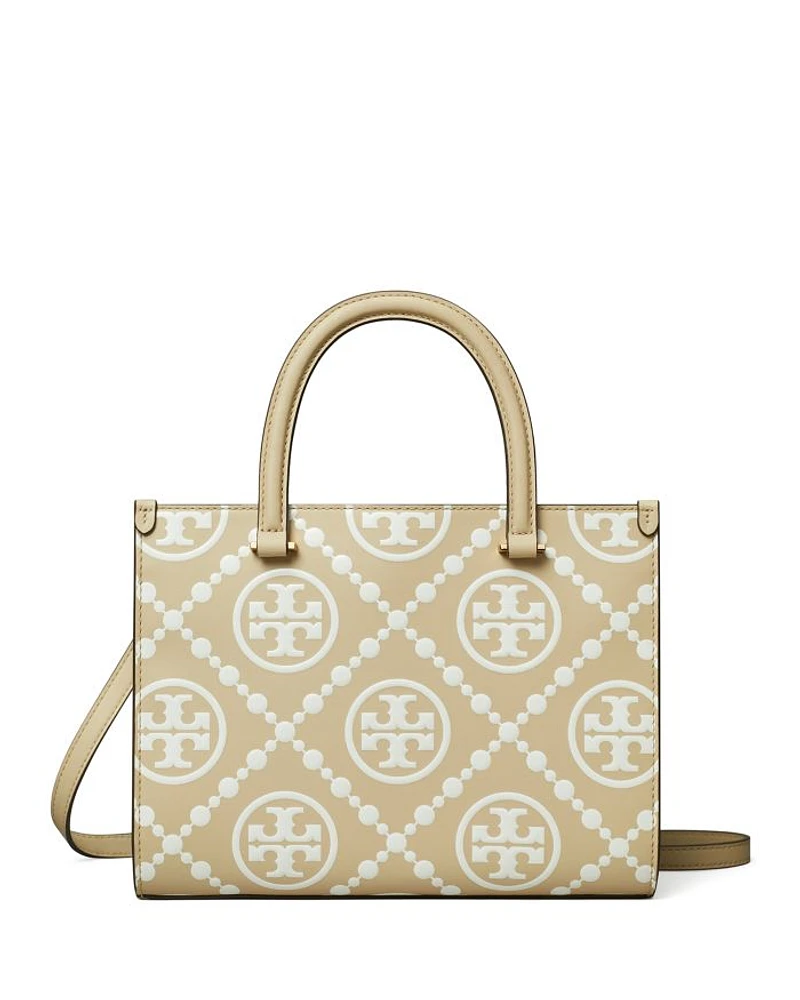 T Monogram Embossed Square Tote