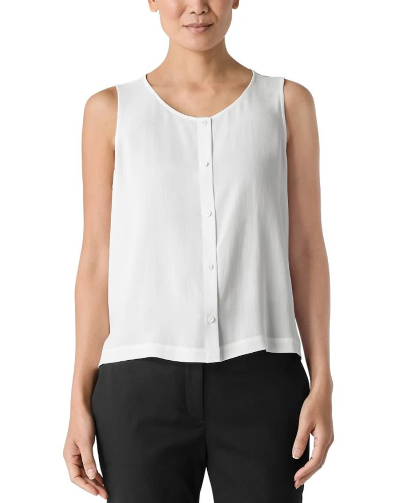 Silk Georgette Crepe Round Neck Top