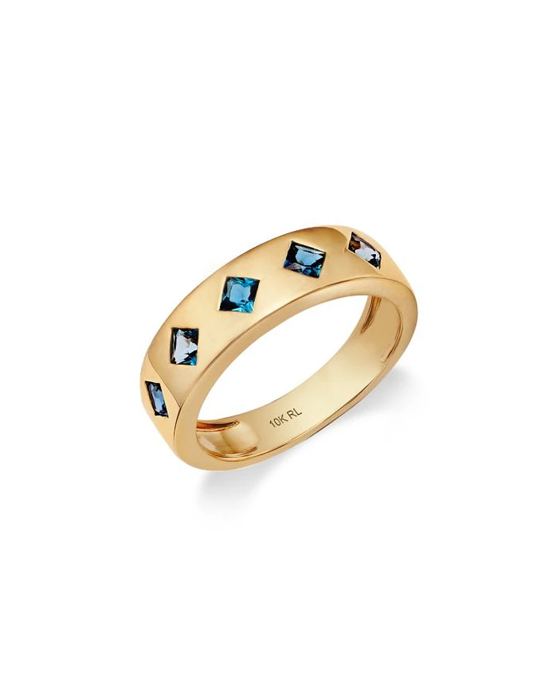 14K Yellow Gold London Blue Topaz Band Ring