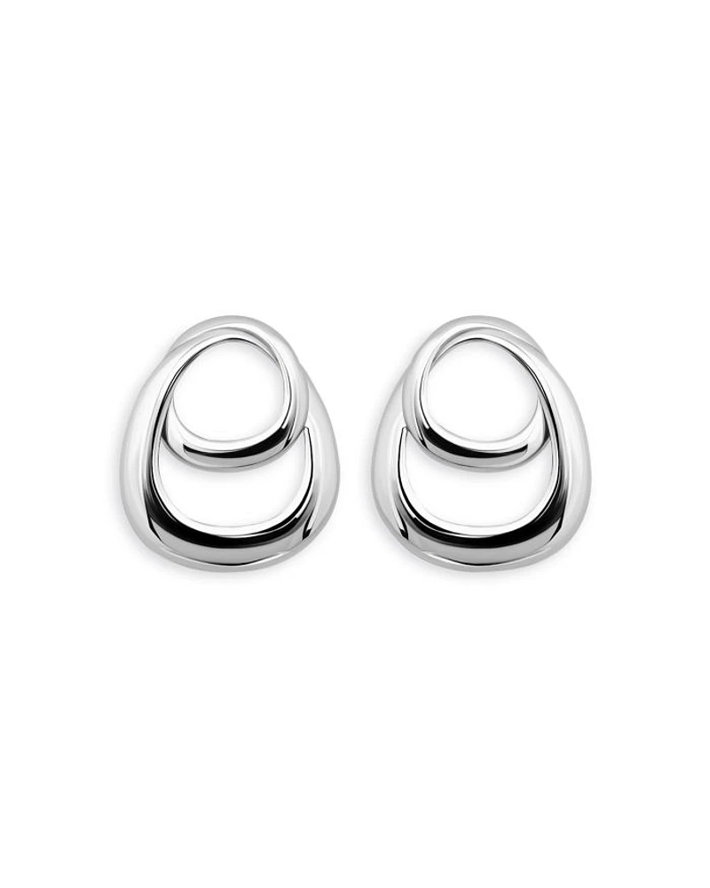 Double Interlocking Front Facing Hoop Earrings in Sterling Silver - Exclusive