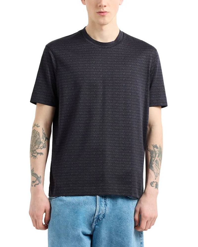Cotton Allover Jacquard Logo Tee