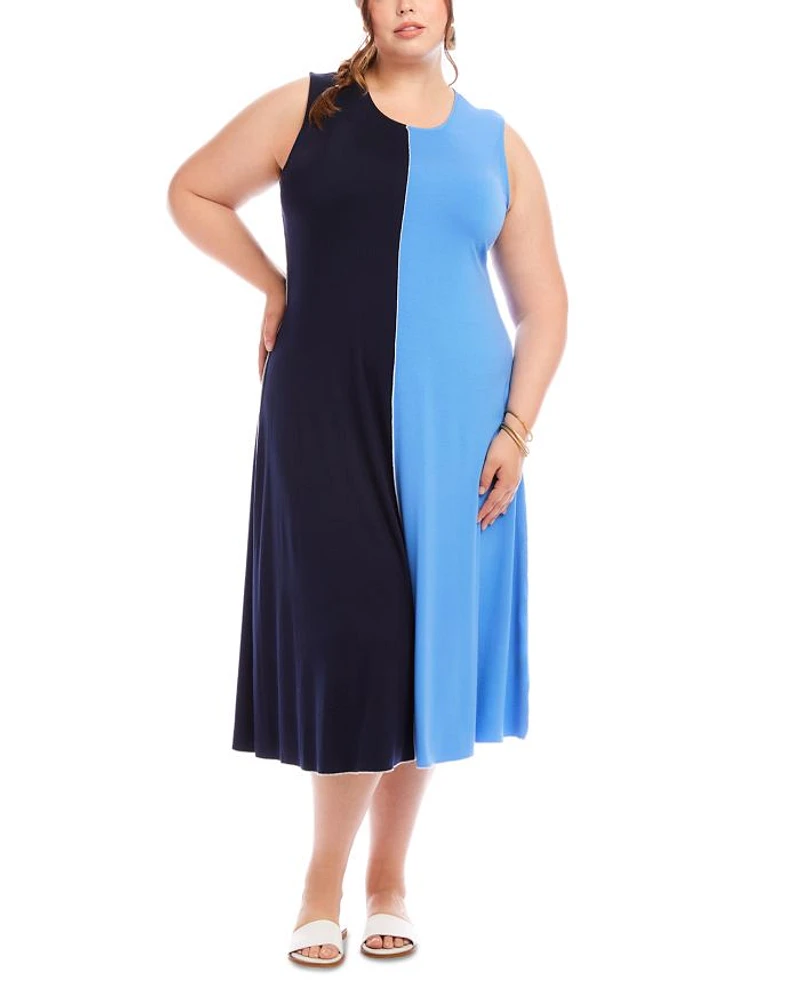 Plus Color Blocked Midi Dress