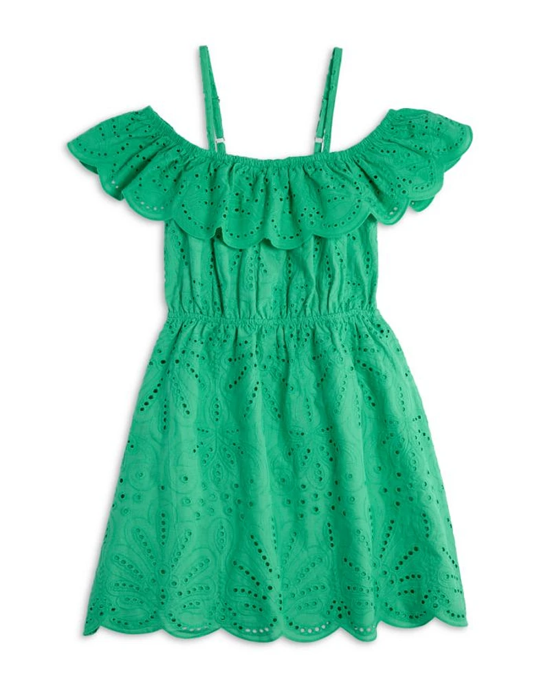 Girls' Off-Shoulder Eyelet Scalloped Dress, Little Kid, Big Kid - Exclusive.