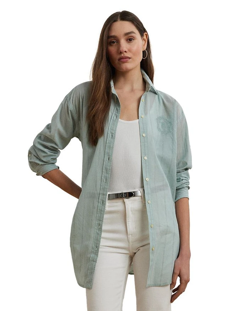 Oversize Striped Cotton Voile Shirt
