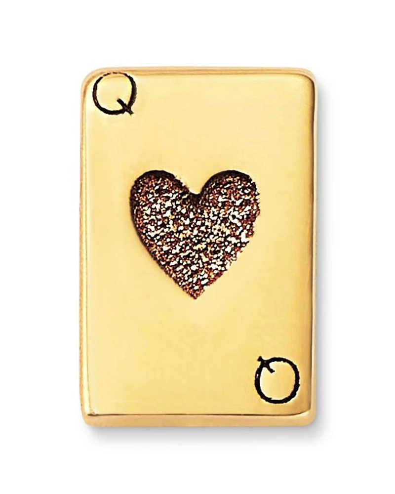 14K Yellow Gold Itty Bitty Symbols Queen of Hearts Single Stud Earrings