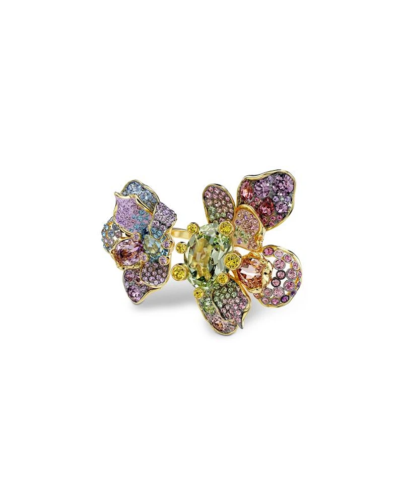 Idyllia Multicolor Crystal Flower Open Statement Ring