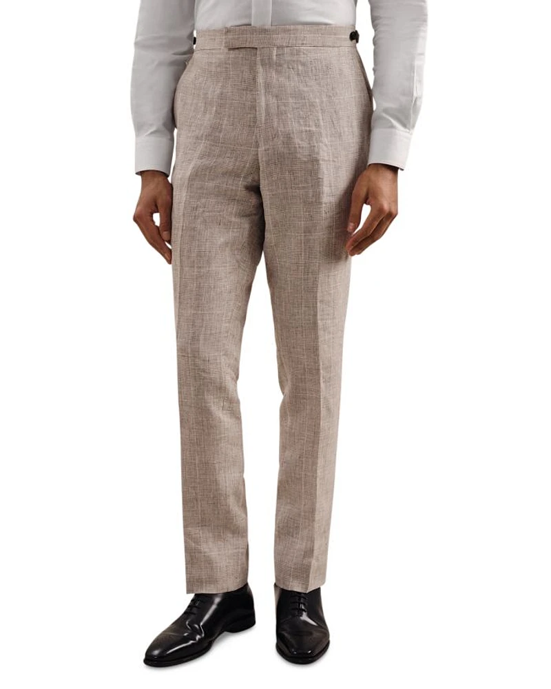 Ashton Linen Check Regular Fit Suit Pants