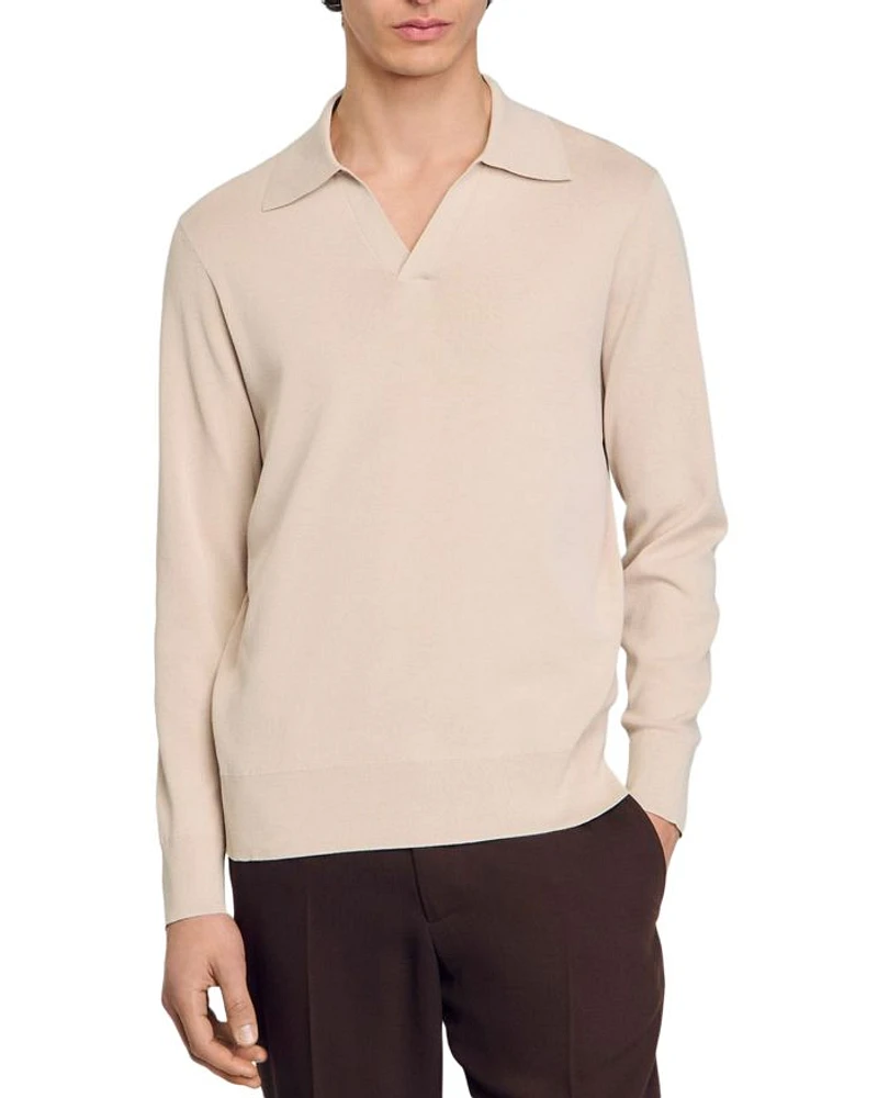 Knit Long Sleeve Polo Shirt