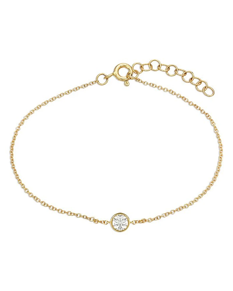 14K Yellow Gold Diamond Bezel Fine Link Bracelet