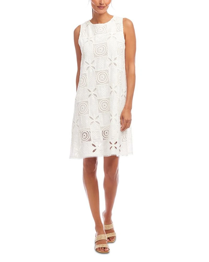 Sleeveless Embroidered Shift Dress