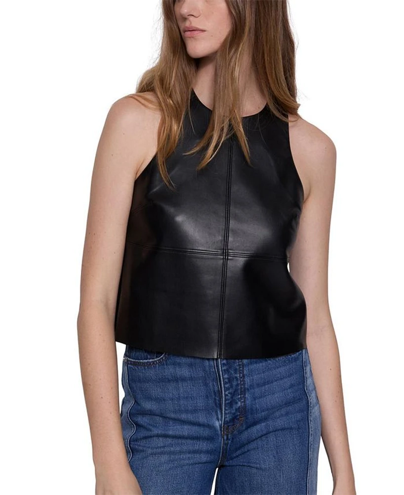 Nora Faux Leather Halter Top