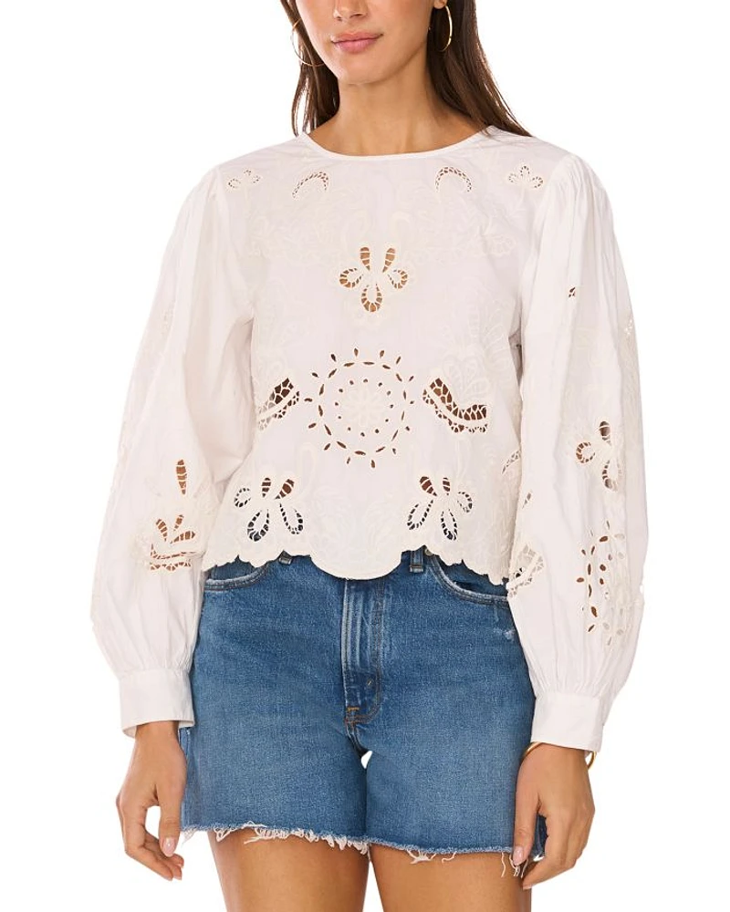 Embroidered Long Sleeve Blouse
