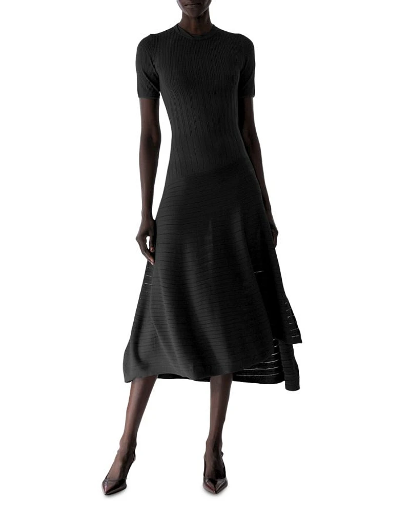 Pointelle Knit Short Sleeve Dress